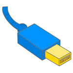 Illustration of an unplugged USB cord 