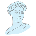 Illustration of a Greek bust statue 