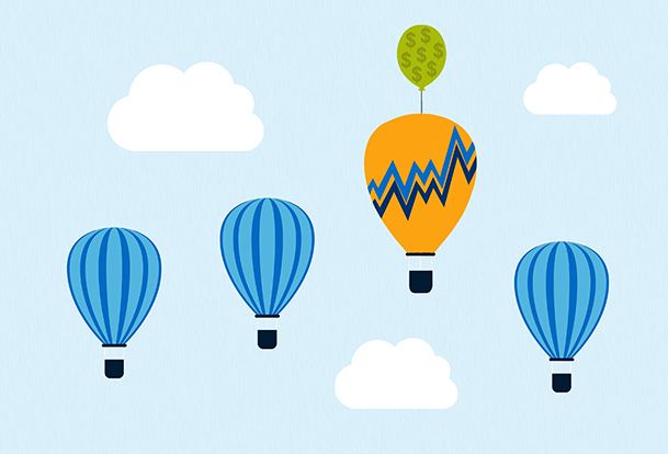 Illustration of hot air balloons.