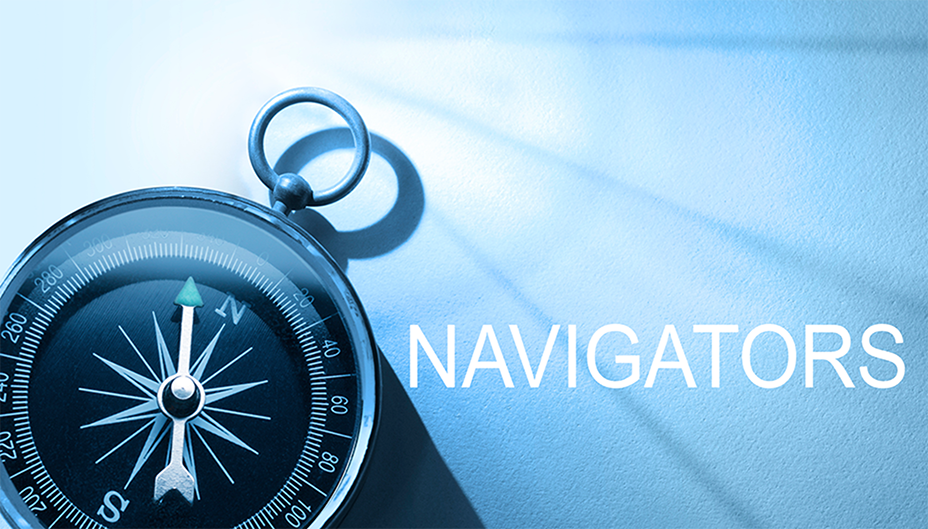 Compass with the word “Navigators” written beside it. 