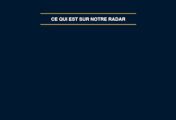 Opérations sans commission, Échéance pour droits de douane et Repenser le patrimoine sur écran noir