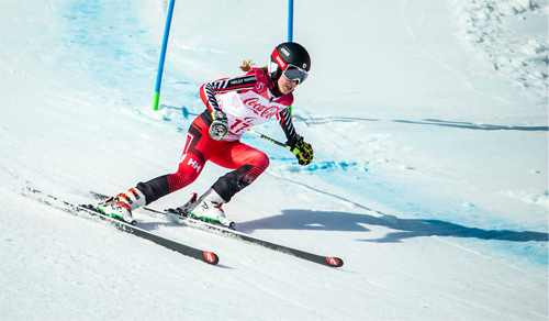 Photograph of Erin Latimer skiing