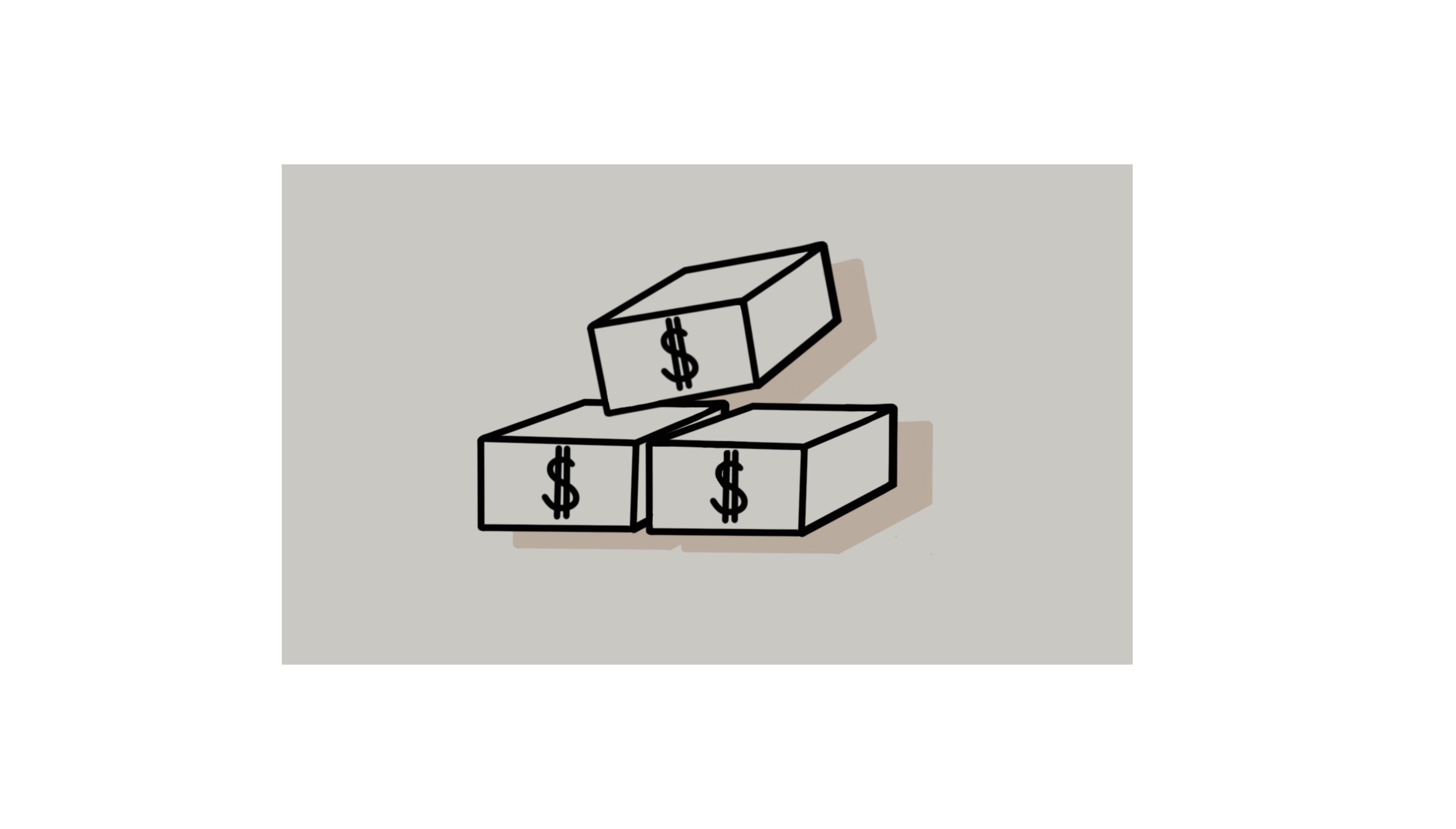 Icon depicting boxes with dollar symbols